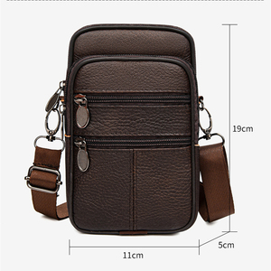 Novos Produtos em Alta 2026 Bolsa Transversal Masculina de Couro Genuíno com Logo Personalizado à Prova d'Água - Product Image 5