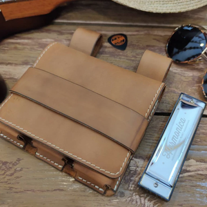 Funda protectora para armónica de cuero PU, funda para órgano bucal para tres armónica diatónica de 10 agujeros - Product Image 2