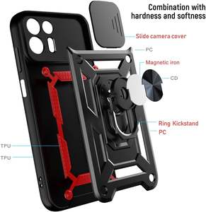 Funda de teléfono con protección de lente de cámara con ventana deslizante para <span class=keywords><strong>ZTE</strong></span> <span class=keywords><strong>Blade</strong></span> V50 Smart <span class=keywords><strong>4G</strong></span> V41 V40 <span class=keywords><strong>Vita</strong></span> <span class=keywords><strong>V30</strong></span>, anillo a prueba de golpes, funda trasera con soporte - Product Image 2