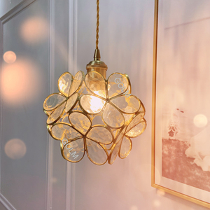 Lampadario a sospensione in vetro rosa con fiori, stile francese di lusso, romantico, a LED, moderno e unico, per sala da pranzo. - Product Image 4
