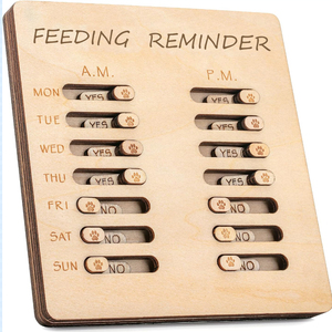 Recordatorio de Alimentación para Perros, Tabla de Indicación Diaria <span class=keywords><strong>AM</strong></span>/<span class=keywords><strong>PM</strong></span> de Madera, Recordatorio de Alimentación para Mascotas - Product Image 1