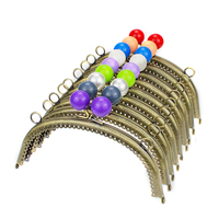 16.5CM Arc Perle Bonbons Perle Bronze Fermoir En Métal pour Sac À Main À Coudre À La Main Cadre pour Sacs Avec Double Accrocher Anneaux Petit En Gros