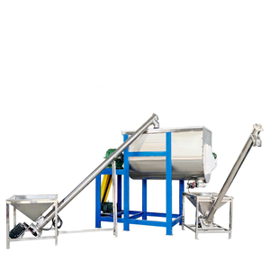 Mélangeur industriel à double lame pour produits chimiques, plastiques, charbon actif, poudres alimentaires, ligne de production avec élévateur spiral et pompe 200L - Product Image 1
