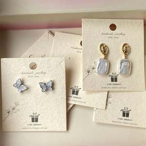 Cartes d'affichage de bijoux en papier avec logo personnalisé avant et arrière pour boucles d'oreilles, colliers et bagues étiquettes de bijoux personnalisées - Product Image 2