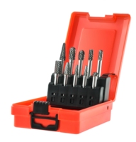 Juego de fresas de carburo de tungsteno de 1/4 pulgada para amoladora, 10 piezas, fresa rotativa de doble corte, herramienta para desbarbar, acabar y tallar metal