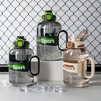Botol Minum Olahraga PC Sports Kapasitas Besar Portabel, Tutup Buka Satu Sentuhan, Sedotan, Saringan Teh Dingin Musim Panas, Tali Angkat, Pria
