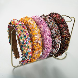 Diadema de cuentas de piedra colorida de Venta caliente de estilo barroco banda de pelo de mosaico de presión de moda para mujeres - Product Image 1
