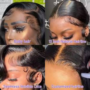 วิกผมลูกไม้แบบเต็มศีรษะ HD แบบไม่ต้องใช้กาว <span class=keywords><strong>ผม</strong></span>เปรู วิกผมสั้น <span class=keywords><strong>ผม</strong></span>แท้ วิกผมลูกไม้ด้านหน้าแบบ HD ของบราซิล สำหรับผู้หญิงผิวสี - Product Image 3