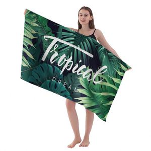 Serviette de plage ronde Superdry personnalisée à imprimé animal, grande taille, en microfibre, pour adulte, toutes saisons, taille genou, jetable, anti-sable, avec pompons - Product Image 1