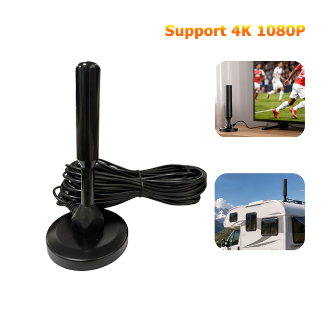 Indoor 4K 1080P Digital TV Magnetic Antenna with Dual Amplifier 30-60 Miles Long Range Reception Antenna for ATSC DVB-T2