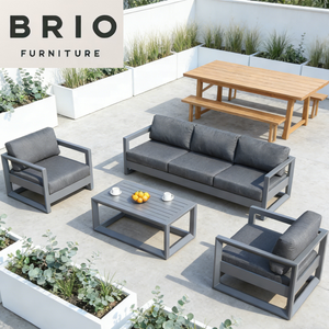 Juego de Sofás de Aluminio Modernos para Exteriores, Venta Directa de Fábrica, Sofá de Patio Económico al por Mayor para Jardín, <span class=keywords><strong>Terraza</strong></span>, Cafetería y Hotel - Product Image 3