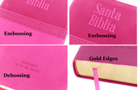 Bible espagnole Santa Biblia Reina Valera 1960, service d'impression personnalisé, couverture en cuir PU, bords dorés