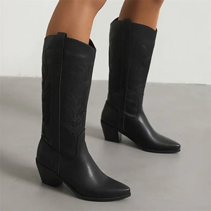 Custom Women <strong>Sparkly</strong> Cowboy Metallic Shoes Glossy Shiny Silver Leather Square Heeled Low Heel Mid Calf Women Western <strong>Boots</strong> - Product Image 5