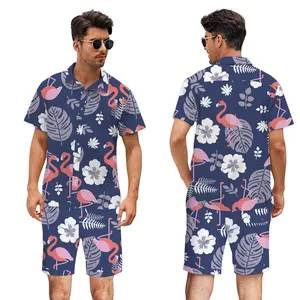 Chaoqi Brand Wholesale High Quality Hawai Shirts Custom Holiday Printing Men Floral Shirt And Short Set