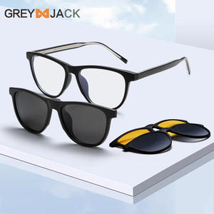 Lunettes de soleil unisexes Grey Jack, monture TR90, verres TAC, anti-UV, polarisées, miroir, avec verres interchangeables pour hommes et femmes - Product Image 1