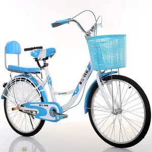 Bicicleta urbana de fábrica para mujer, bici a la moda, color rosa, blanco y naranja, precio barato, buena calidad