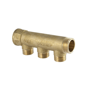Collettore Lineare in Ottone Giallo 1" x 3/4 a 5 Vie con Uscita Eurocone - Product Image 1