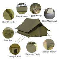 Tente de camping A-Frame personnalisée en Oxford imperméable avec un design rétro robuste pour 2 à 4 personnes