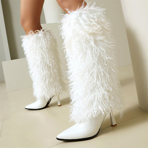 <span class=keywords><strong>Bottes</strong></span> hautes en fourrure tendance pour femmes, bout pointu, talons hauts, cuir, <span class=keywords><strong>bottes</strong></span> longues sexy, grande taille, chaussures de créateur de luxe - Product Image 2
