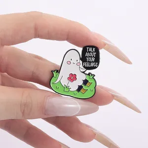 เข็มกลัดเคลือบเงา Emotional Ghost Boo พูดถึงความรู้สึกของคุณ มากเกินไป ฉันกำลังฟื้นฟู  เข็มกลัดติดเสื้อ กระเป๋าเป้ เครื่องประดับ - Product Image 3