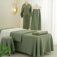 Couvre-lit de beauté pour spa, 4 pièces, ensemble de draps de table de massage, ensemble de linge de table pour le visage de l'hôtel, jupe de lit, drap de cantonnière