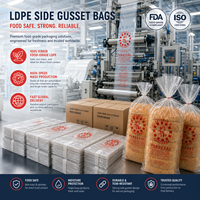 Sacs d'emballage pour pain en plastique LDPE transparent de qualité alimentaire avec impression de logo personnalisée, sacs à soufflets latéraux pour supermarchés