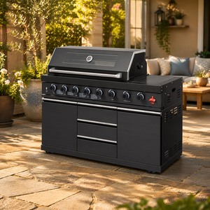 Station de cuisson extérieure US Standard Villa BBQ <span class=keywords><strong>Grill</strong></span> Cabinet avec 8 brûleurs à gaz infrarouges, <span class=keywords><strong>wok</strong></span> latéral et 8 boutons LED multicolores - Product Image 4