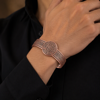 Bracelet magnétique en cuivre pur, motif Arbre de Vie Viking gravé, 18,5 cm réglable, 38g, personnalisable avec logo, pour hommes et femmes