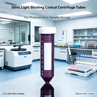 Tube de Centrifugation Stérile Jetable 50ml Marron Ambré avec Bouchon à Vis Gris en PP, Gradué, Conique, Résistant à la Lumière, Consommables de Laboratoire en PP en Gros