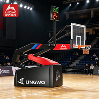 Support de basket-ball portable OEM ODM avec système de réglage manuel de la hauteur de 10 pieds, en acier durable et verre trempé pour terrain extérieur