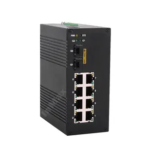 10 portlu mini poe anahtarı 10 100 1000mbps akıllı yüzük DIN ray tam Gigabit endüstriyel PoE Ethernet anahtarı