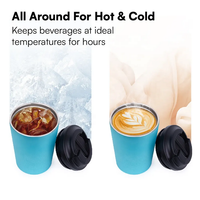 Tasse personnalisée en acier inoxydable à double paroi de 12oz avec design classique Tasse à café de voyage en acier inoxydable 304 Tasse à boire thermique avec couvercle