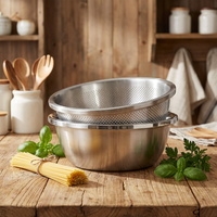 Passoire en acier inoxydable microporeuse, grand saladier pour laver les légumes, les fruits et le riz, et pour égoutter les pâtes cuites