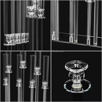 Chandelier de table de mariage de haute qualité à 7 bras, avec tube en verre moderne à longue tige et cheminée en cristal