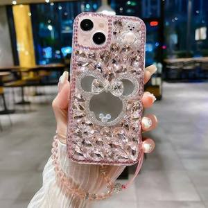 Accesorios para Teléfono Móvil con Espejo de Corazón y Amor, Decoración de Diamantes, Perlas y Flores, Colgantes para Teléfono Móvil, Venta Caliente 2025 - Product Image 3