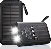 Chargeur solaire Power Bank 20 000 mAh portable, 4 câbles, 3 ports, charge rapide USB-C, double lampe torche, camping