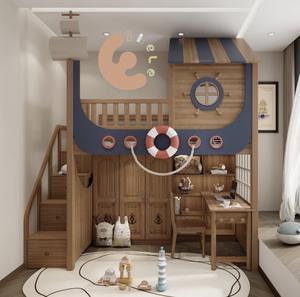 Новый дизайн, детский домик на дереве, двухъярусные кровати для мальчиков с горкой, лестник и набор для скалолазания - Product Image 3