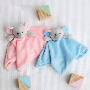 Custom machen Bio-Baumwolle Baby Gefüllte Plüsch Doudou/Hase Tröster Baby decke Mit Elefant Kopf/Schlaf bär Doudou Spielzeug - Product Image 4