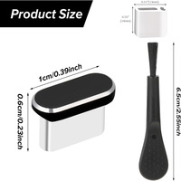 Ensemble de brosses de nettoyage universelles avec bouchon anti-poussière de type C, avec 2 dispositifs anti-perte, matériau métal + ABS, protection de l'application
