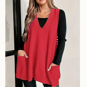 <span class=keywords><strong>Gilet</strong></span> coréen à col en V pour femmes, vêtement ample, respirant, ouvert et décontracté, <span class=keywords><strong>sans</strong></span> manches, de <span class=keywords><strong>grande</strong></span> <span class=keywords><strong>taille</strong></span>, nouvelle collection européenne et américaine - Product Image 3