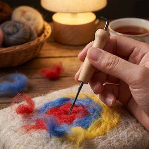 1 ensemble de 7 aiguilles de rechange professionnelles en acier tranchant pour feutrage de laine, kit d'outils artisanaux manuels DIY pour broderie, poinçonnage et patchwork - Product Image 5