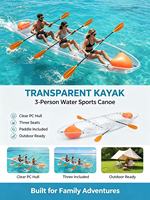 Kayak transparent en polycarbonate pour 3 personnes, canoë transparent en polycarbonate, kayak familial pour la navigation en mer, lac, sports nautiques