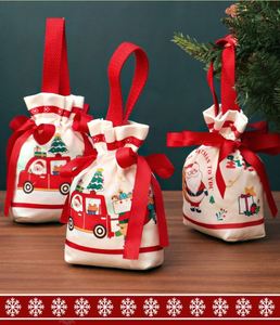 Nouveauté 2026 : Sac en toile à cordon personnalisé avec logo Père Noël, petit format, idéal pour emballer les cadeaux - Product Image 5