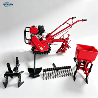 Kit d'accessoires multifonctionnel 4-en-1 pour mini-motoculteur agricole, charrue, herse, cultivateur désherbeur et boîte à engrais pour semoir