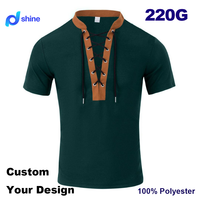 T-shirt pour homme à manches courtes, col rond, style business, grande taille, avec cordon de serrage, pour l'été américain