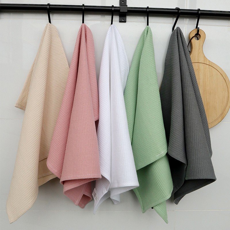 Waffle towels 100% cotton Online top selling 45cm*65cm plain fabric waffle tea towel cotton cleaning cloth