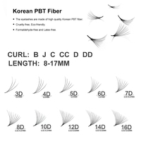 Extensions de cils pré-faites en volume 10D 0.07mm Noir Courbure C D 9-14mm Cils synthétiques en éventail pour greffe en salon