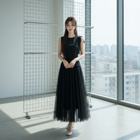 Ensemble jupe et haut sans manches pour femme, style peplum et tulle, broderie florale, robe élégante d'été