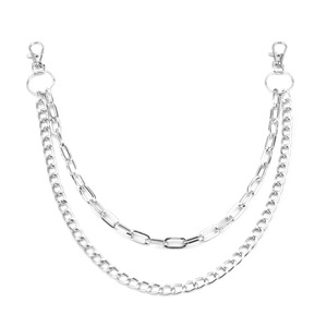 Cadena de cintura de doble capa de aleación de zinc con diseño geométrico para uso diario, estilo hip hop, cadena para pantalones, cadena de cintura. - Product Image 5