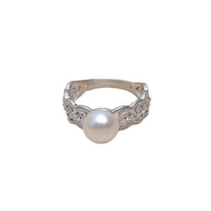 Bague ouverte en argent S925, style palais en dentelle, réglable, taille de doigt 7-10, style tendance avec incrustation de perles JG5169, accessoires, support vide - Product Image 5